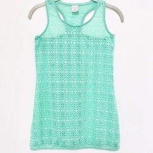 Xhilaration Cover Up Crochet Racerback Tank Dress in Mint Green - Large (10/12)